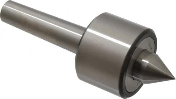 Riten - MT3 Taper Shank, 2-3/8" Head Diam 4,480 Lb Capacity Live Center - 4,000 Max RPM, 1-3/4" Head Length, 1" Point Diam, 1-1/4" Point Len, 1,100 Lb Max Workpc, 6-7/16" OAL, 1-1/4" Long Tip, Standard Point - Americas Industrial Supply