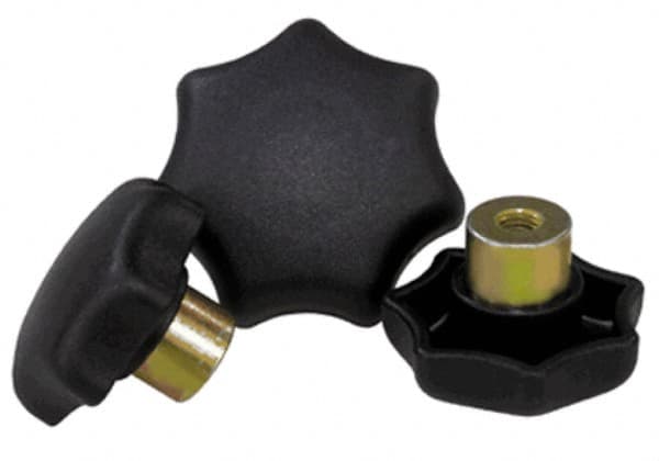 KIPP - 63mm Head Diam, 7 Point Lobed Knob - 12mm Hole, Thermoplastic, Black - Americas Industrial Supply