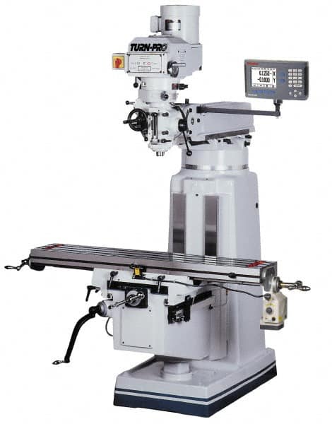 Value Collection - 9" Table Width x 49" Table Length, Variable Speed Pulley Control, 3 Phase Knee Milling Machine - R8 Spindle Taper, 3 hp - Americas Industrial Supply