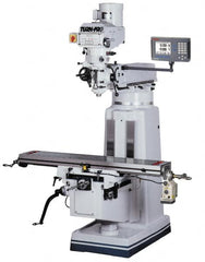 Knee Milling Machine: 3 hp, Variable Speed Pulley Control, 3 Phase 70 to 4,200 RPM, R8 Spindle Taper