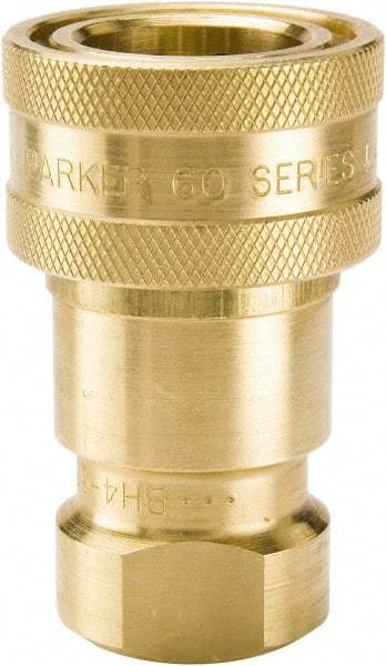 Parker - 1/2 NPTF Brass Hydraulic Hose Female Pipe Thread Coupler - 1,000 psi, 12 GPM - Americas Industrial Supply