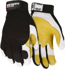 MCR Safety - Size S General Protection Work Gloves - For Work & Driver, Uncoated, Adjustable Closure Cuff, Blue/Yellow/Black/White, Paired - Americas Industrial Supply