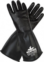 MCR Safety - Size XL (10), 14" Long, 14 mil Thick, Butyl Chemical Resistant Gloves - Smooth Finish, Black - Americas Industrial Supply