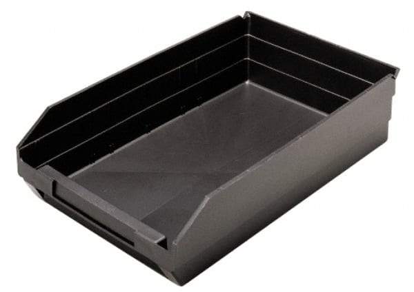Quantum Storage - 17-7/8" Deep, Black Polypropylene Hopper Shelf Bin - 4" High x 11-1/8" Wide x 17-7/8" Long - Americas Industrial Supply