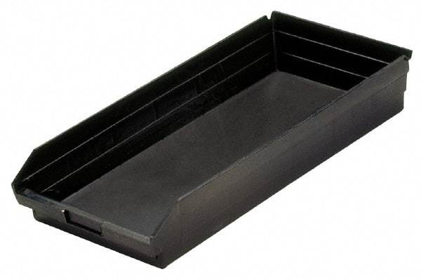 Quantum Storage - 23-5/8" Deep, Black Polypropylene Hopper Shelf Bin - 4" High x 11-1/8" Wide x 23-5/8" Long - Americas Industrial Supply