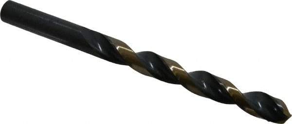 Triumph Twist Drill - 25/64" 135° High Speed Steel Jobber Drill - Oxide/Gold Finish, Right Hand Cut, Spiral Flute, Straight Shank, 5-1/8" OAL, Split Point - Americas Industrial Supply