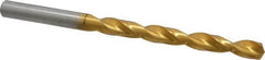 Triumph Twist Drill - 19/64" 135° High Speed Steel Jobber Drill - TiN Finish, Right Hand Cut, Spiral Flute, Straight Shank, 4-3/8" OAL, Split Point - Americas Industrial Supply
