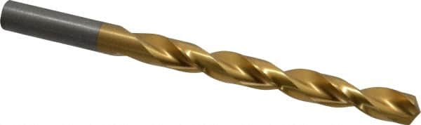 Triumph Twist Drill - 3/8" 135° High Speed Steel Jobber Drill - TiN Finish, Right Hand Cut, Spiral Flute, Straight Shank, 5" OAL, Split Point - Americas Industrial Supply