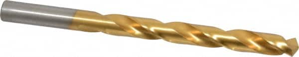 Triumph Twist Drill - 25/64" 135° High Speed Steel Jobber Drill - TiN Finish, Right Hand Cut, Spiral Flute, Straight Shank, 5-1/8" OAL, Split Point - Americas Industrial Supply