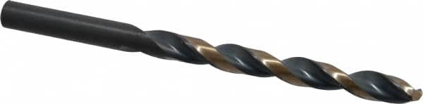 Triumph Twist Drill - 0.302" 135° High Speed Steel Jobber Drill - Oxide/Gold Finish, Right Hand Cut, Spiral Flute, Straight Shank, 4-3/8" OAL, Split Point - Americas Industrial Supply