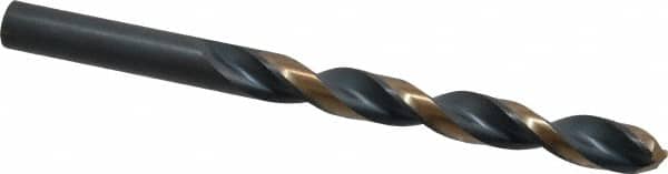 Triumph Twist Drill - 0.386" 135° High Speed Steel Jobber Drill - Oxide/Gold Finish, Right Hand Cut, Spiral Flute, Straight Shank, 5-1/8" OAL, Split Point - Americas Industrial Supply