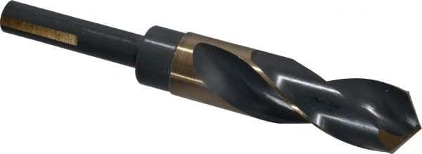 Triumph Twist Drill - 61/64" Drill, 118° Point, High Speed Steel Silver Deming & Reduced Shank Drill Bit - Oxide Finish, 6" OAL, Flats on Shank, 3" Flute Length, Right Hand Cut, Split Point, Spiral Flute, Regular Spiral - Americas Industrial Supply