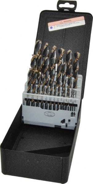 Triumph Twist Drill - 1/16 to 1/2", 135° Point, Bronze/Black Oxide Finish, High Speed Steel Reduced Shank Drill Bit Set - Americas Industrial Supply