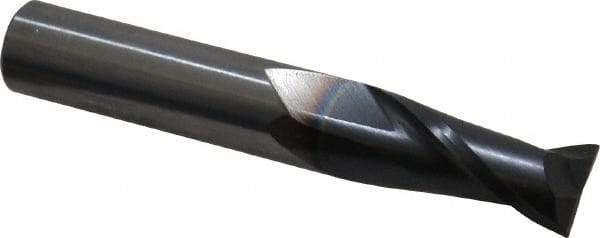 OSG - 7/16", 1" LOC, 7/16" Shank Diam, 2-3/4" OAL, 2 Flute, Solid Carbide Square End Mill - Single End, TiAlN Finish, Spiral Flute, 30° Helix, Centercutting, Right Hand Cut, Right Hand Flute, Series 402 - Americas Industrial Supply