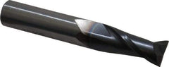 OSG - 7/16", 1" LOC, 7/16" Shank Diam, 2-3/4" OAL, 2 Flute, Solid Carbide Square End Mill - Single End, TiAlN Finish, Spiral Flute, 30° Helix, Centercutting, Right Hand Cut, Right Hand Flute, Series 402 - Americas Industrial Supply