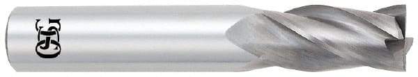OSG - 7/8", 1-1/2" LOC, 7/8" Shank Diam, 4" OAL, 4 Flute, Solid Carbide Square End Mill - Single End, Uncoated, Spiral Flute, 30° Helix, Centercutting, Right Hand Cut, Right Hand Flute, Series 404 - Americas Industrial Supply
