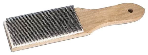 Weiler - 3/4" Trim Length Steel Brush - 4" Brush Length, 8-1/4" OAL, 1/4" Trim Length, Wood Straight Handle - Americas Industrial Supply