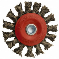 Value Collection - 12" OD, 1-1/4" Arbor Hole, Knotted Steel Wheel Brush - 11/16" Face Width, 1-13/16" Trim Length, 0.012" Filament Diam, 3,600 RPM - Americas Industrial Supply