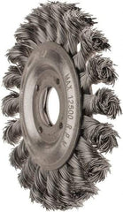 Value Collection - 4-1/2" OD, 7/8" Arbor Hole, Knotted Steel Wheel Brush - 1/2" Face Width, 7/8" Trim Length, 0.012" Filament Diam, 12,500 RPM - Americas Industrial Supply