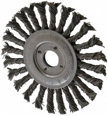 Value Collection - 6" OD, 7/8" Arbor Hole, Knotted Steel Wheel Brush - 1/2" Face Width, 1-1/2" Trim Length, 0.015" Filament Diam, 9,000 RPM - Americas Industrial Supply