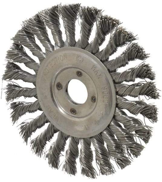 Value Collection - 6" OD, 7/8" Arbor Hole, Knotted Steel Wheel Brush - 1/2" Face Width, 1-1/2" Trim Length, 0.012" Filament Diam, 9,000 RPM - Americas Industrial Supply