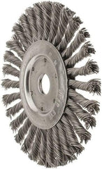 Value Collection - 7" OD, 7/8" Arbor Hole, Knotted Steel Wheel Brush - 1/2" Face Width, 1-11/16" Trim Length, 0.015" Filament Diam, 9,000 RPM - Americas Industrial Supply