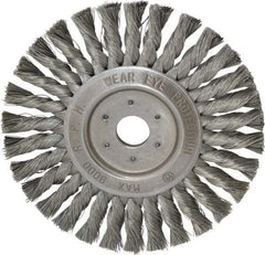 Value Collection - 7" OD, 7/8" Arbor Hole, Knotted Steel Wheel Brush - 1/2" Face Width, 1-11/16" Trim Length, 0.008" Filament Diam, 9,000 RPM - Americas Industrial Supply