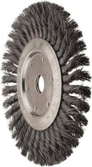 Value Collection - 8" OD, 7/8" Arbor Hole, Knotted Steel Wheel Brush - 1/2" Face Width, 1-11/16" Trim Length, 0.012" Filament Diam, 8,500 RPM - Americas Industrial Supply