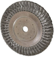 Value Collection - 10" OD, 1" Arbor Hole, Knotted Steel Wheel Brush - 5/8" Face Width, 1-11/16" Trim Length, 0.008" Filament Diam, 4,500 RPM - Americas Industrial Supply