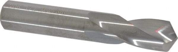 M.A. Ford - 1/2" 118° Spiral Flute Solid Carbide Screw Machine Drill Bit - Bright Finish, Right Hand Cut, 1-1/4" Flute Length, 3" OAL, Faceted Point, Straight Shank - Americas Industrial Supply