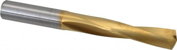 M.A. Ford - 5/16" 135° Spiral Flute Solid Carbide Screw Machine Drill Bit - TiN Finish, Right Hand Cut, 1-5/8" Flute Length, 2-13/16" OAL, Split Point, Straight Shank - Americas Industrial Supply
