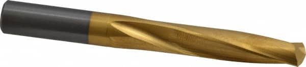 M.A. Ford - 8.001mm 135° Spiral Flute Solid Carbide Screw Machine Drill Bit - TiN Finish, Right Hand Cut, 41.5mm Flute Length, 71mm OAL, Split Point, Straight Shank - Americas Industrial Supply