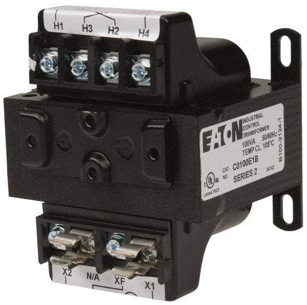 Eaton Cutler-Hammer - 1 Phase, 0.1 kVA, Control Transformer - 2 Input, 1 Output Winding, 50/60 Hz, 3-3/8 Inch Deep x 2-7/8 Inch High, 131°F Temp Rise - Americas Industrial Supply