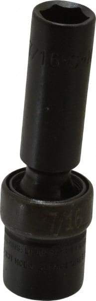 SK - 3/8" Drive 7/16" Deep Universal Impact Socket - 6 Points, 3-1/8" OAL - Americas Industrial Supply