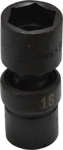 SK - 3/8" Drive 18mm Standard Universal Impact Socket - 6 Points, 2-23/64" OAL - Americas Industrial Supply
