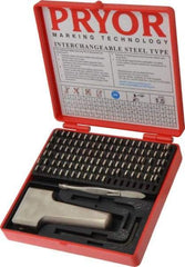 Pryor - 112 Piece, 1/16 Inch Character, Hardened Steel Type Set - 18 Character Capacity - Americas Industrial Supply