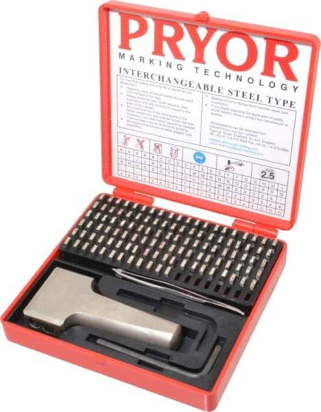 Pryor - 112 Piece, 3/32 Inch Character, Hardened Steel Type Set - 12 Character Capacity - Americas Industrial Supply