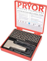 Pryor - 112 Piece, 3/32 Inch Character, Hardened Steel Type Set - 12 Character Capacity - Americas Industrial Supply