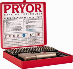 Pryor - 112 Piece, 1/8 Inch Character, Hardened Steel Type Set - 9 Character Capacity - Americas Industrial Supply
