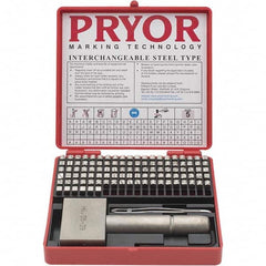 Pryor - 106 Piece, 3/16 Inch Character, Hardened Steel Type Set - 8 Character Capacity - Americas Industrial Supply