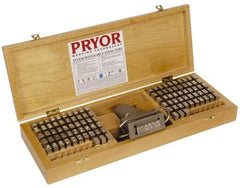 Pryor - 106 Piece, 3/8 Inch Character, Hardened Steel Type Set - 6 Character Capacity - Americas Industrial Supply