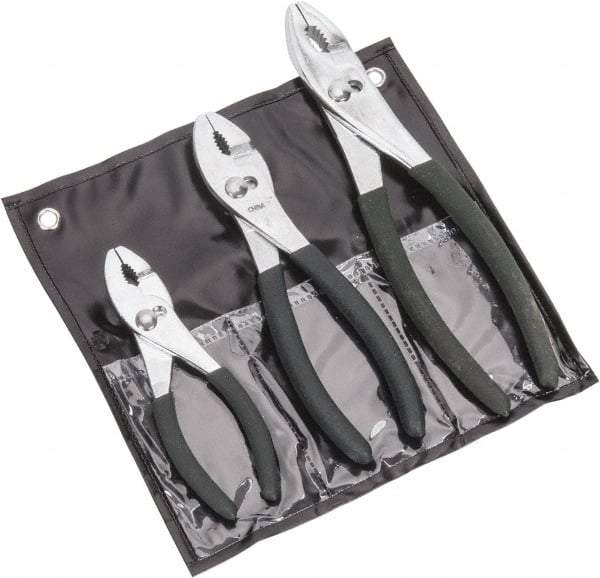 Value Collection - 3 Piece Slip Joint Plier Set - Comes in Plastic Pouch - Americas Industrial Supply