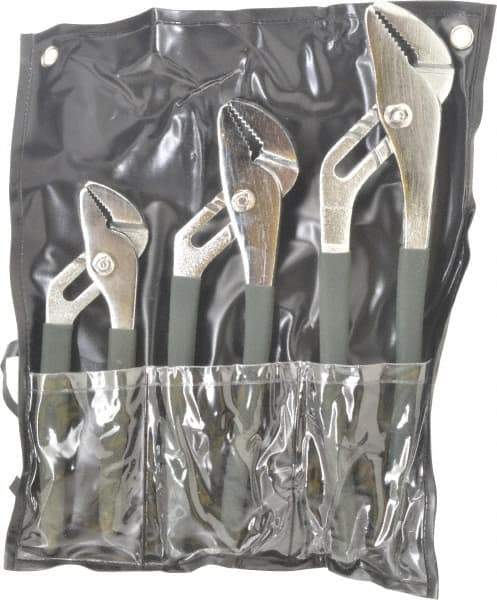 Value Collection - 3 Piece Tongue & Groove Plier Set - Comes in Plastic Pouch - Americas Industrial Supply
