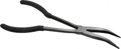 Value Collection - 11" OAL, 4" Jaw Length x 11/16" Jaw Width, Long Nose Pliers - Serrated Jaw, Angled Head, Plastic Dipped Handles - Americas Industrial Supply