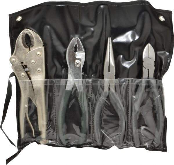Value Collection - 4 Piece Plier Set - Comes in Plastic Pouch - Americas Industrial Supply
