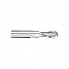 SGS - 20mm Diam, 38mm LOC, 2 Flute Solid Carbide Ball End Mill - TiN Finish, Single End, 100mm OAL, 20mm Shank Diam, Spiral Flute - Americas Industrial Supply