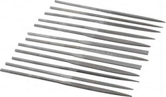 Value Collection - 12 Piece Swiss Pattern File Set - 6-1/4" Long, 0 Coarseness, Round Handle, Set Includes Barrette, Crossing, Equalling, Flat, Half Round, Knife, Round, Round Edge Joint, Slitting, Square, Three Square - Americas Industrial Supply