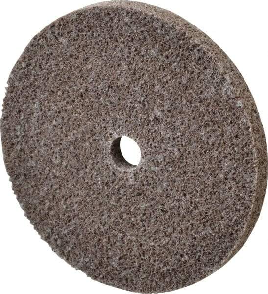 3M - 3" Diam, 1/4" Face Width, 3/8" Center Hole, Fine Grade, Aluminum Oxide Deburring Wheel - Unitized, Medium Density 5 Grade, 18,100 RPM - Americas Industrial Supply
