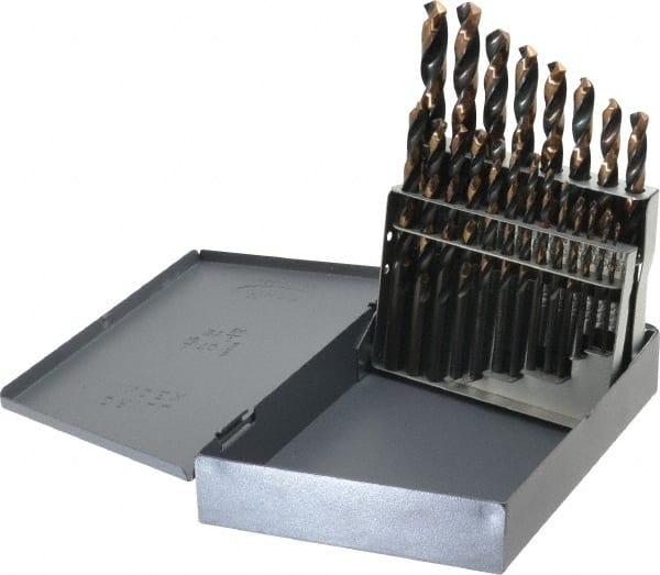 Michigan Drill - 1/16 to 3/8", 118° Point, Oxide/Gold Finish, High Speed Steel Jobber Length Drill Bit Set - Americas Industrial Supply
