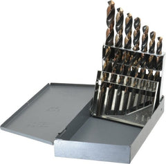 Michigan Drill - 1/16 to 1/2", 118° Point, Oxide/Gold Finish, High Speed Steel Jobber Length Drill Bit Set - Americas Industrial Supply
